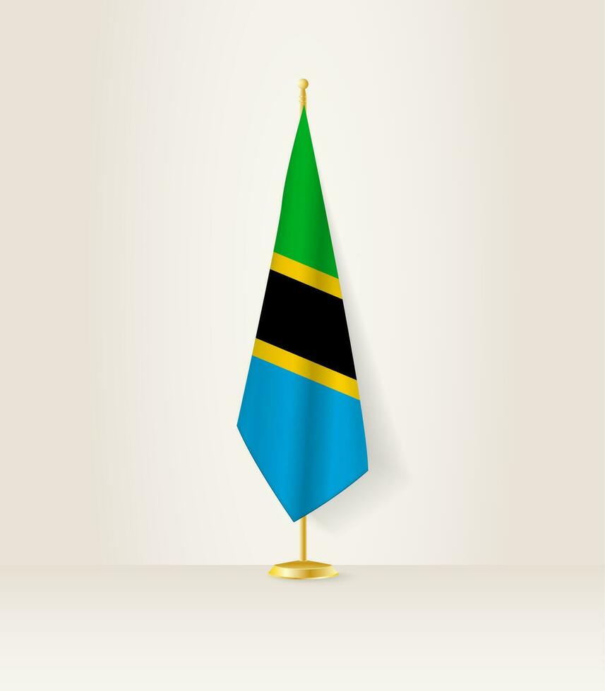 tanzania flagga på en flagga stå. vektor