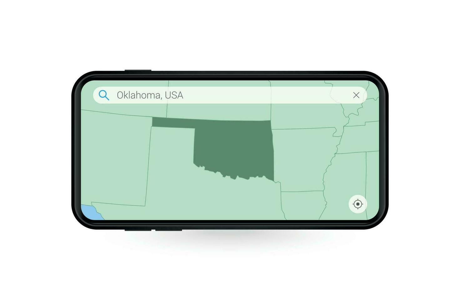 suchen Karte von Oklahoma im Smartphone Karte Anwendung. Karte von Oklahoma im Zelle Telefon. vektor