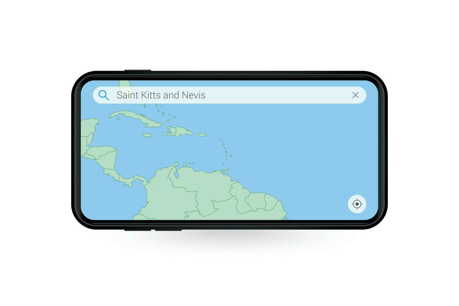 sökande Karta av helgon kitts och nevis i smartphone Karta Ansökan. Karta av helgon kitts och nevis i cell telefon. vektor