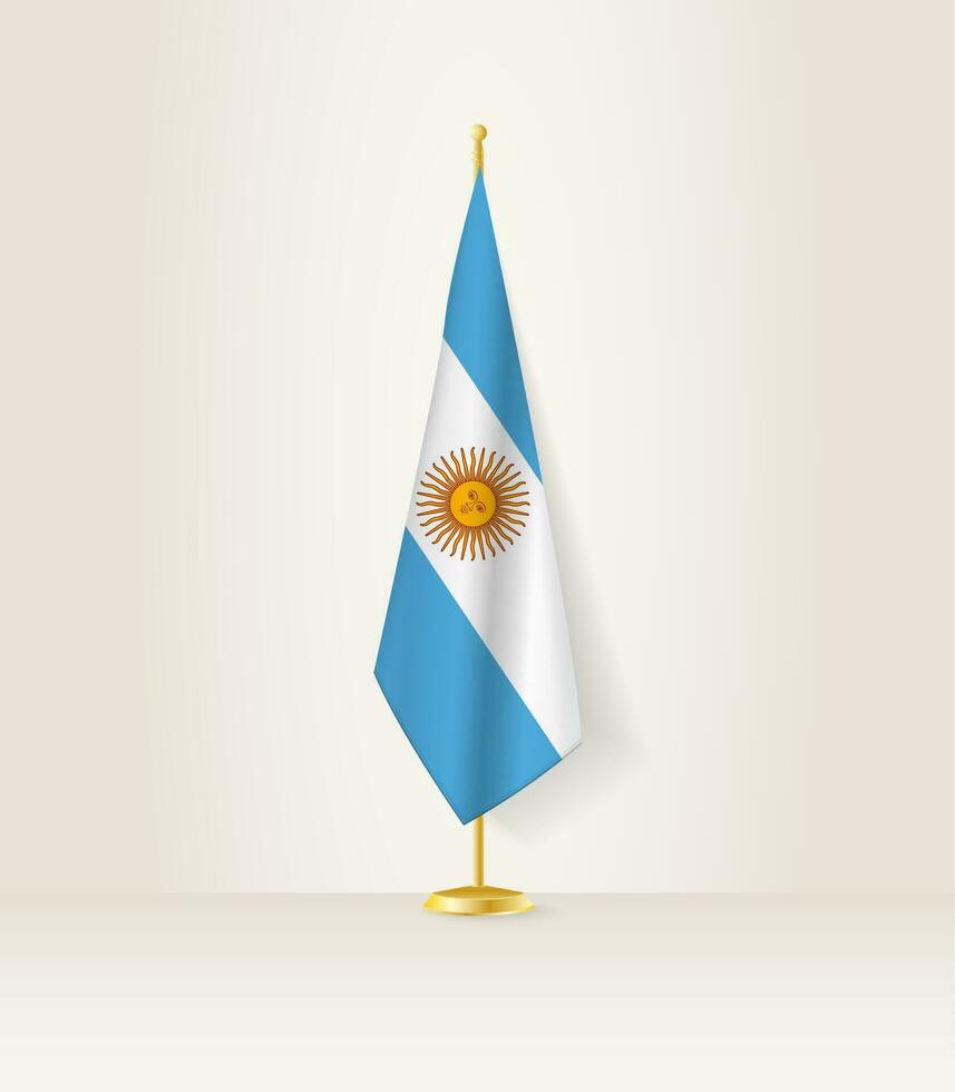 Argentinien Flagge auf ein Flagge Stand. vektor