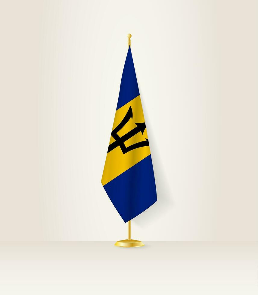 barbados flagga på en flagga stå. vektor