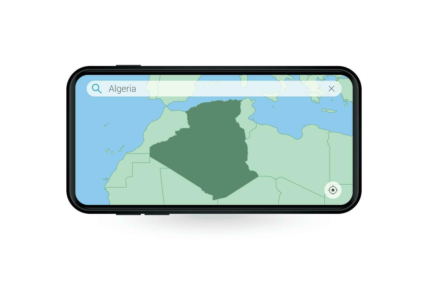 suchen Karte von Algerien im Smartphone Karte Anwendung. Karte von Algerien im Zelle Telefon. vektor