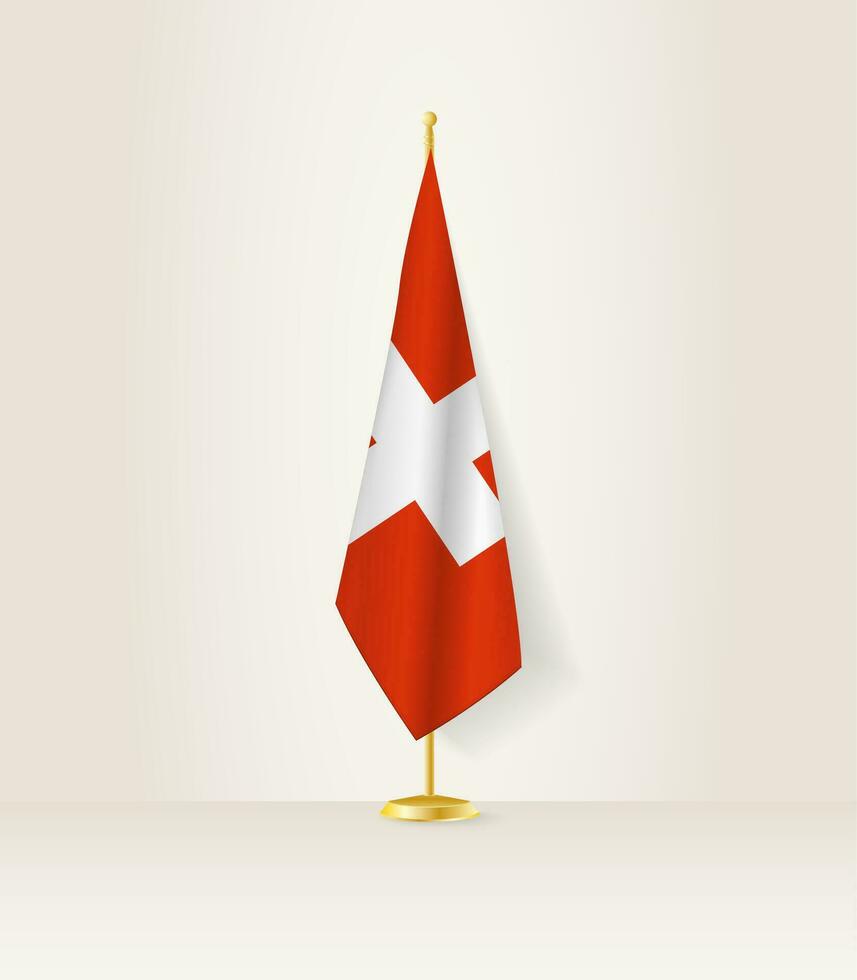 Schweiz Flagge auf ein Flagge Stand. vektor