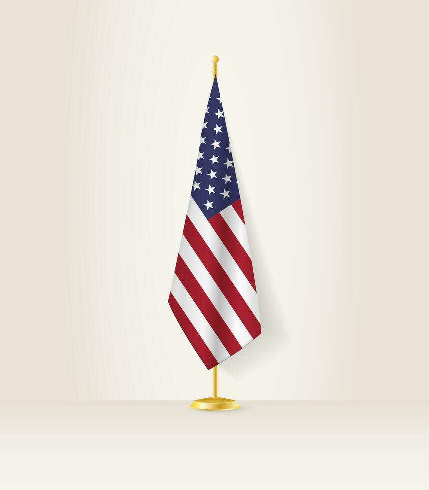 USA Flagge auf ein Flagge Stand. vektor