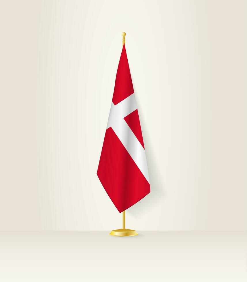 Dänemark Flagge auf ein Flagge Stand. vektor