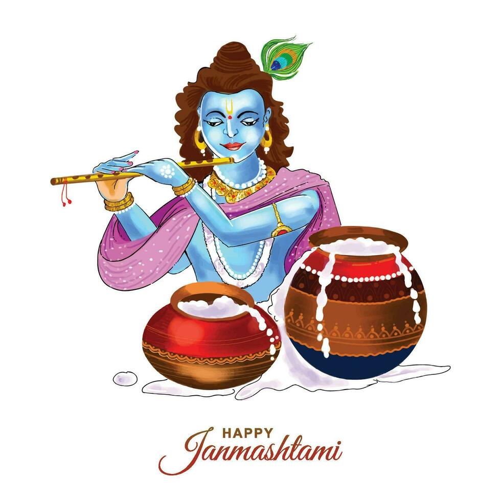 indisches hinduistisches fest des janmashtami feierkartenhintergrundes vektor