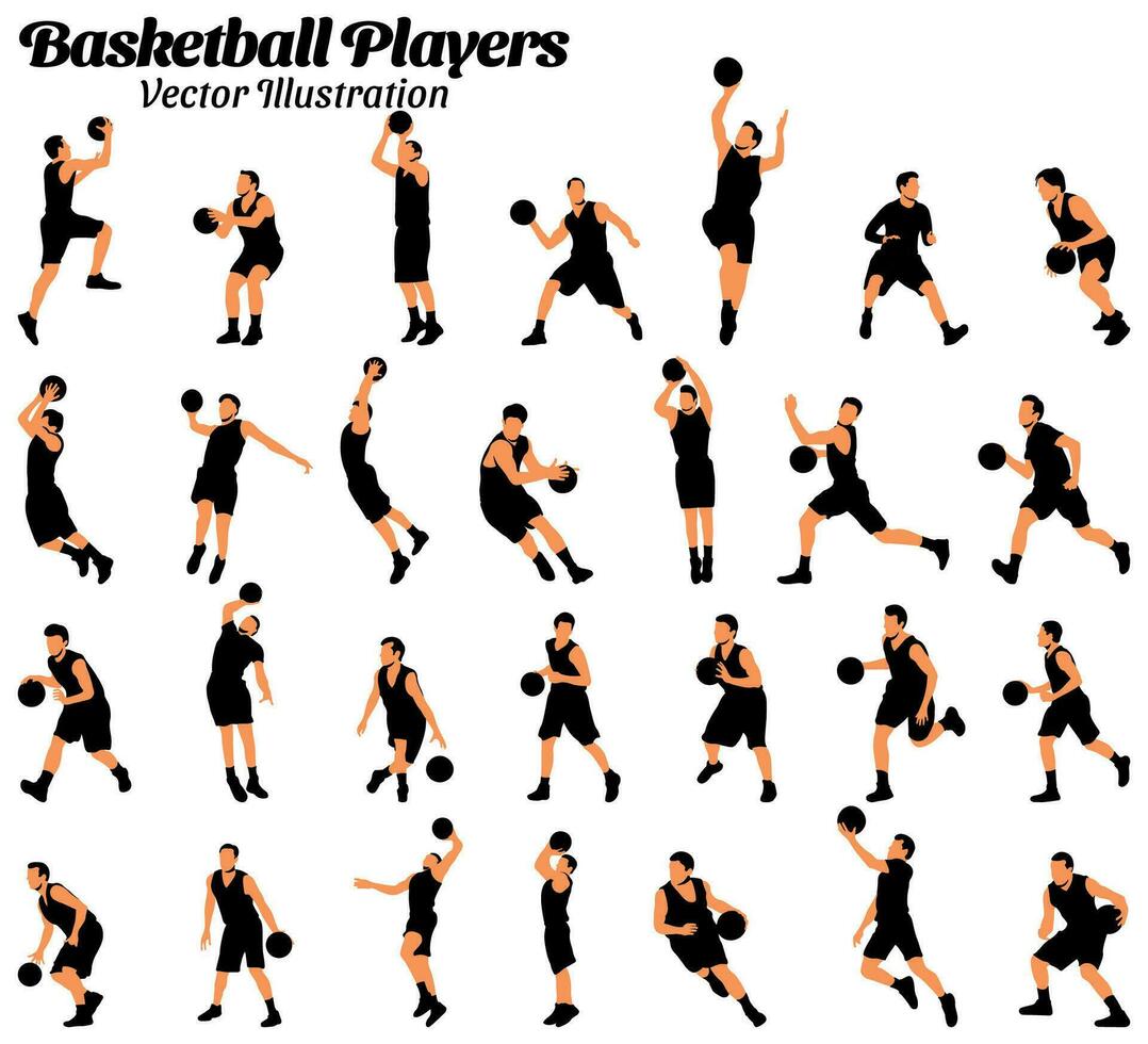 Basketball Spieler Vektor Illustration Satz.