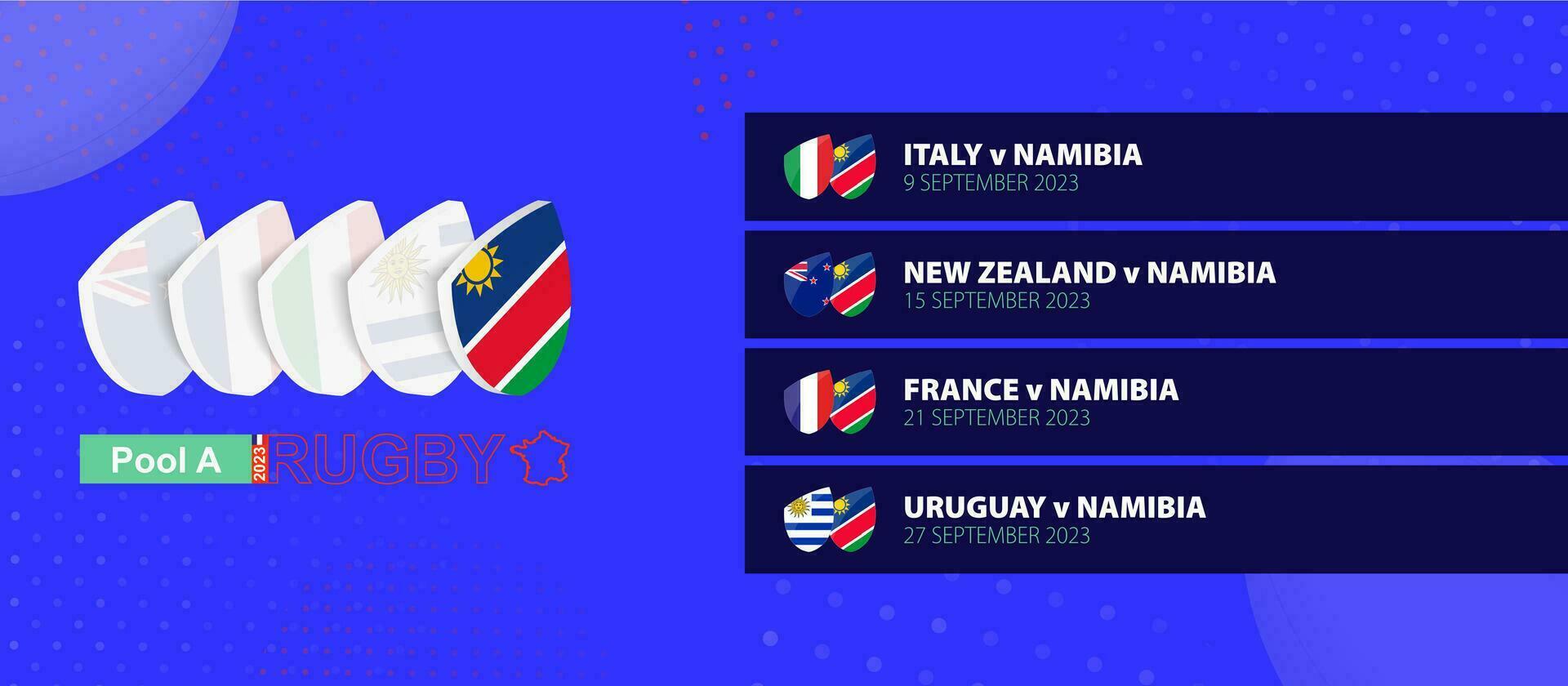 namibia rugby nationell team schema tändstickor i grupp skede av internationell rugby konkurrens. vektor