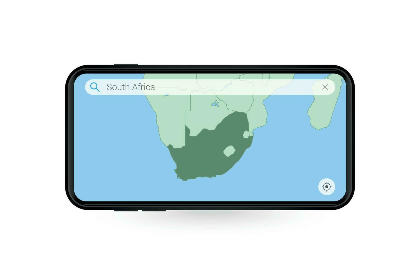 sökande Karta av söder afrika i smartphone Karta Ansökan. Karta av söder afrika i cell telefon. vektor