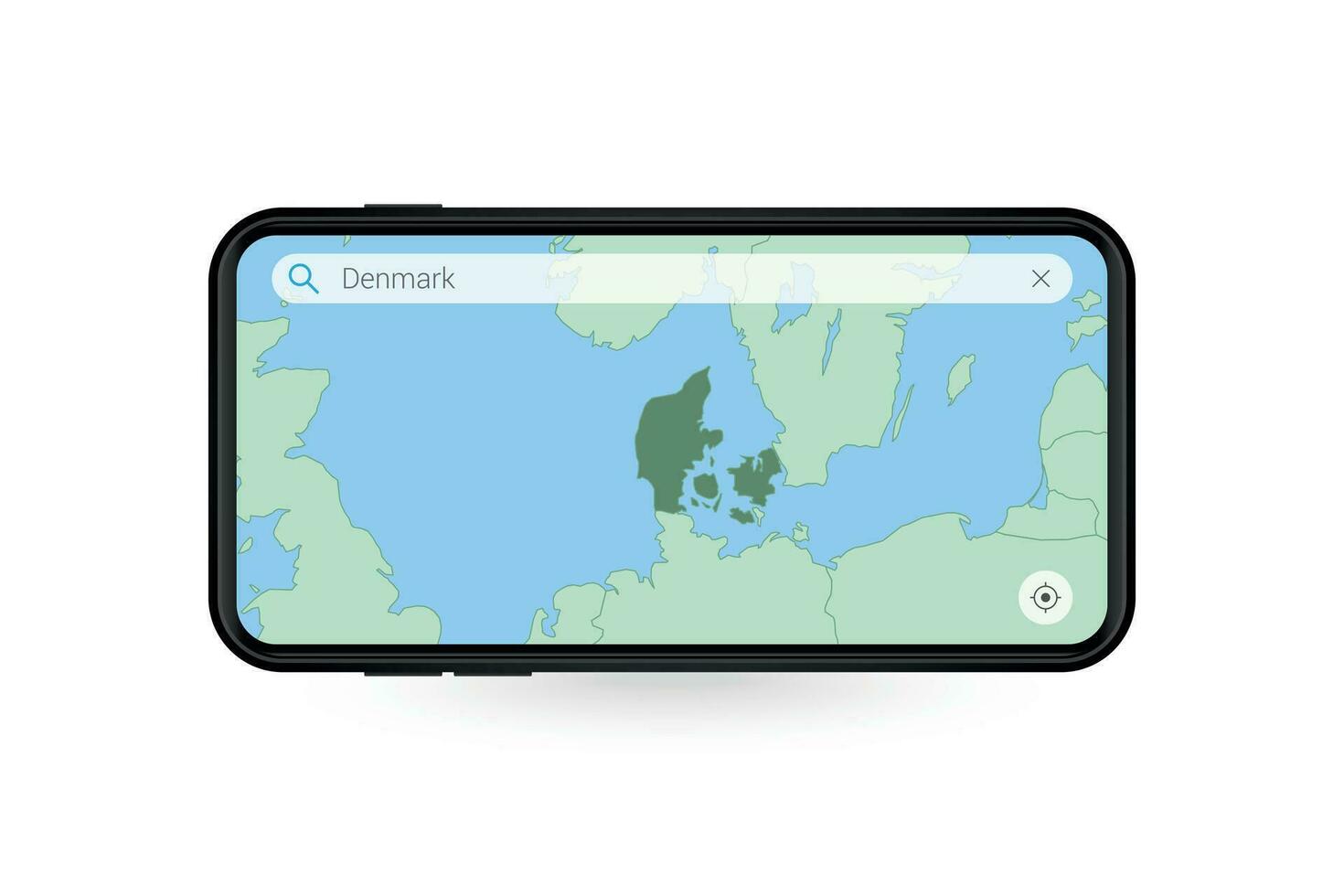 suchen Karte von Dänemark im Smartphone Karte Anwendung. Karte von Dänemark im Zelle Telefon. vektor