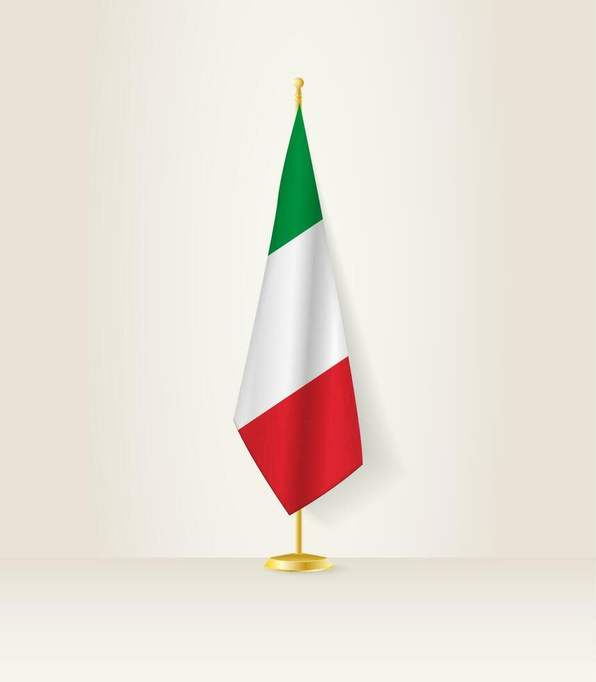 Italien Flagge auf ein Flagge Stand. vektor