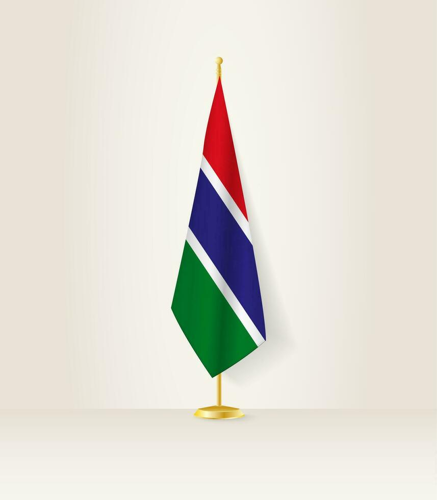 Gambia Flagge auf ein Flagge Stand. vektor