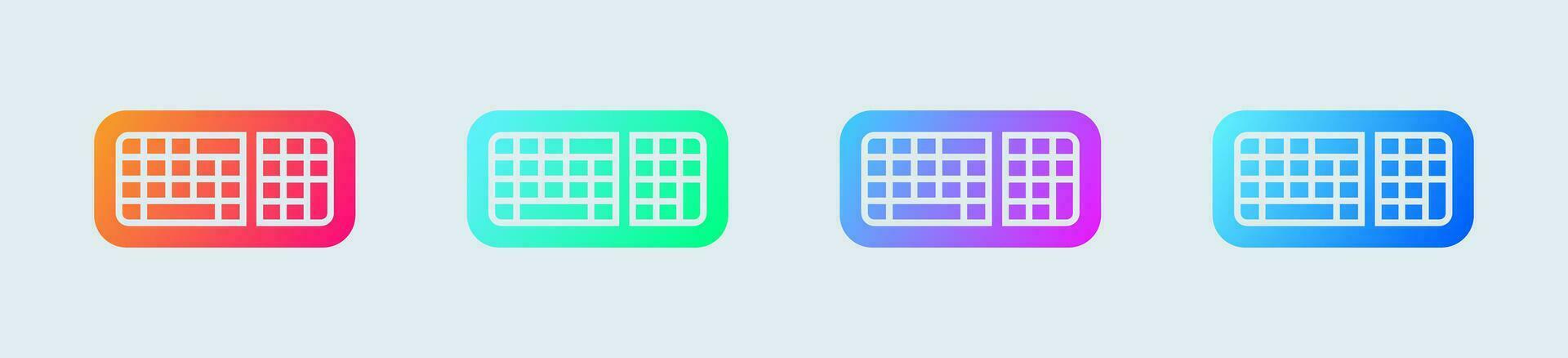 tangentbord fast ikon i lutning färger. typ enhet tecken vektor illustration.