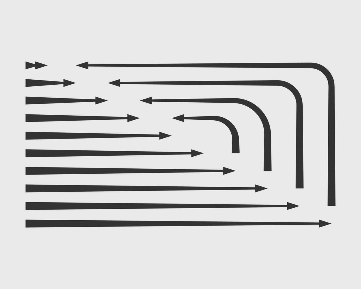 samling pilar vektor bakgrund svart och vit symboler. annorlunda pil ikon uppsättning cirkel, upp, lockigt, hetero och vriden. design element.