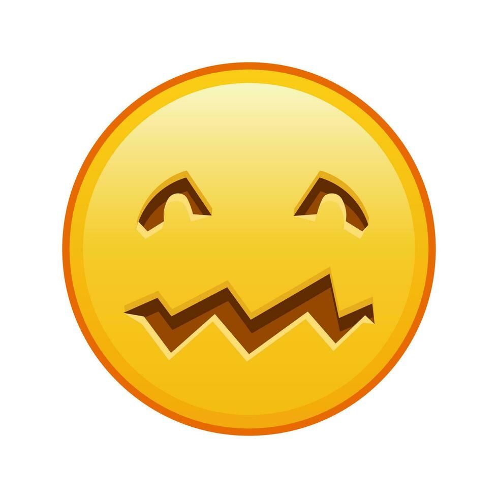 unheimlich Halloween Gesicht groß Größe von Gelb Emoji Lächeln vektor