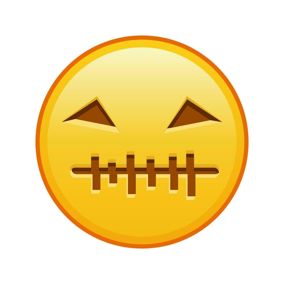 unheimlich Halloween Gesicht groß Größe von Gelb Emoji Lächeln vektor