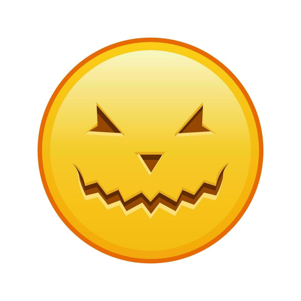 skrämmande halloween ansikte stor storlek av gul emoji leende vektor