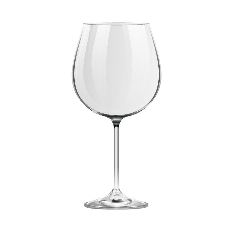 realistisk tömma vinröd vin glas isolerat på vit bakgrund vektor