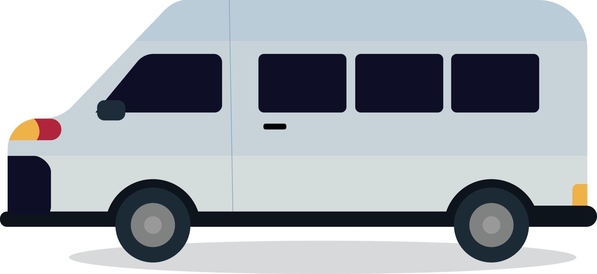 niedliches Van-Design mit isoliertem weißem Vektor. Mini-Bus flacher Stil. Reiseautokonzept. vektor