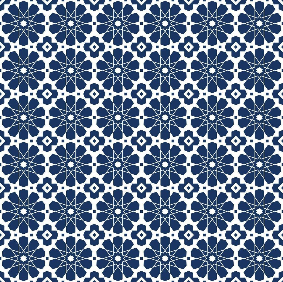 islamisch Motiv Fliese Muster mit Blau Einzelheiten. dekorativ geometrisch Design Hintergrund vektor