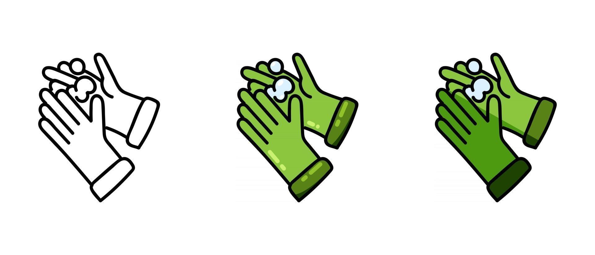 Kontur- und grüne Handschuhsymbole aus Schaumstoff vektor