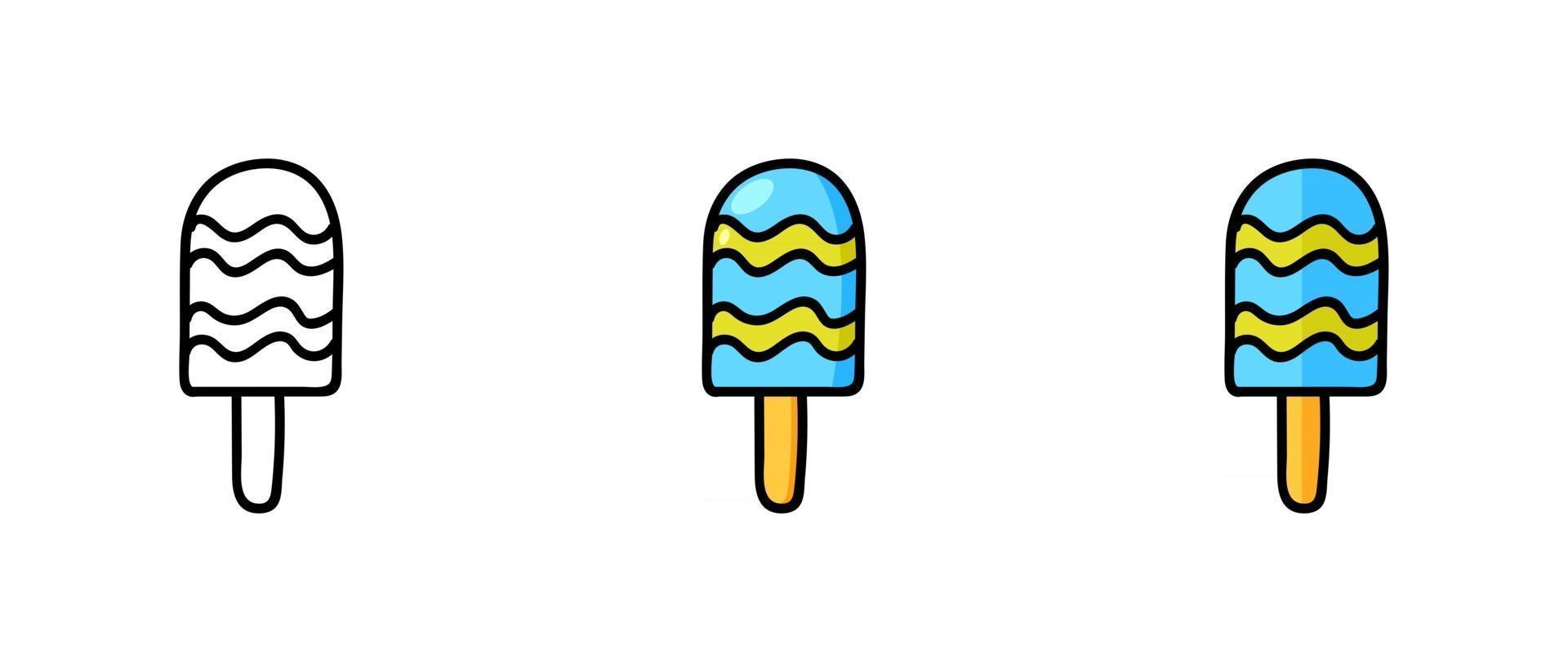 kontur och färg popsicle symboler vektor