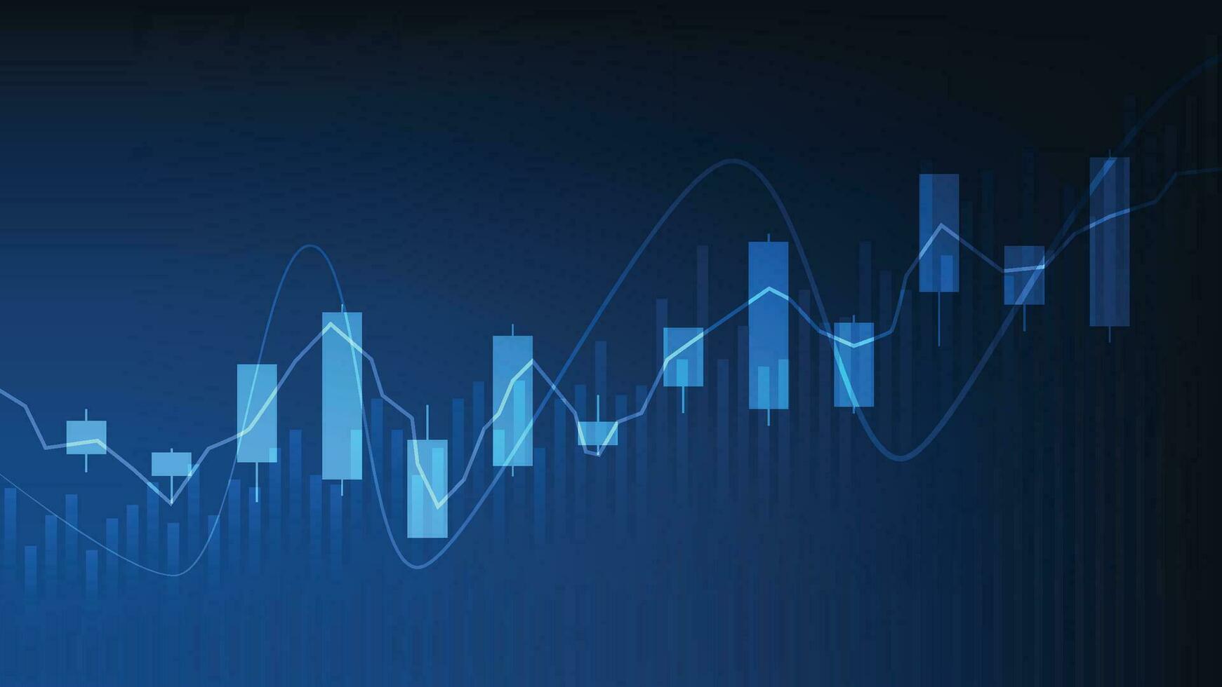 finanziell Geschäft Statistiken mit Bar Graph und Leuchter Diagramm Show Lager Markt Preis auf dunkel Hintergrund vektor