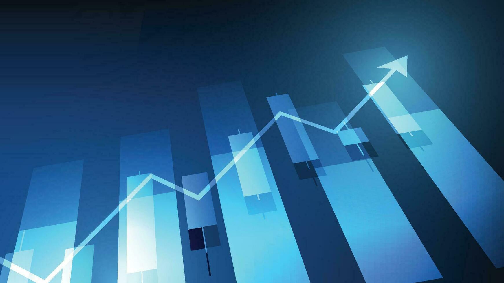 finansiell företag statistik med bar Graf och ljusstake Diagram visa stock marknadsföra pris på mörk bakgrund vektor