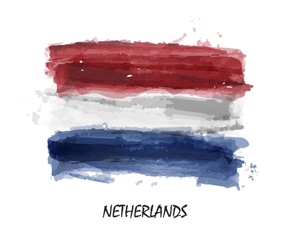 realistische aquarellmalerei flagge der niederlande. Vektor. vektor