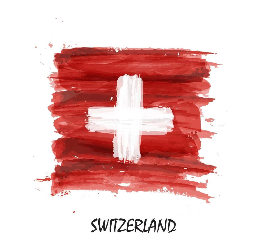 Aquarellmalerei Flagge der Schweiz. Vektor. vektor