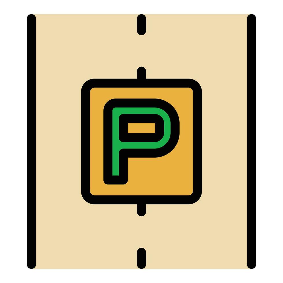 Parkplatz Straße Symbol Vektor eben