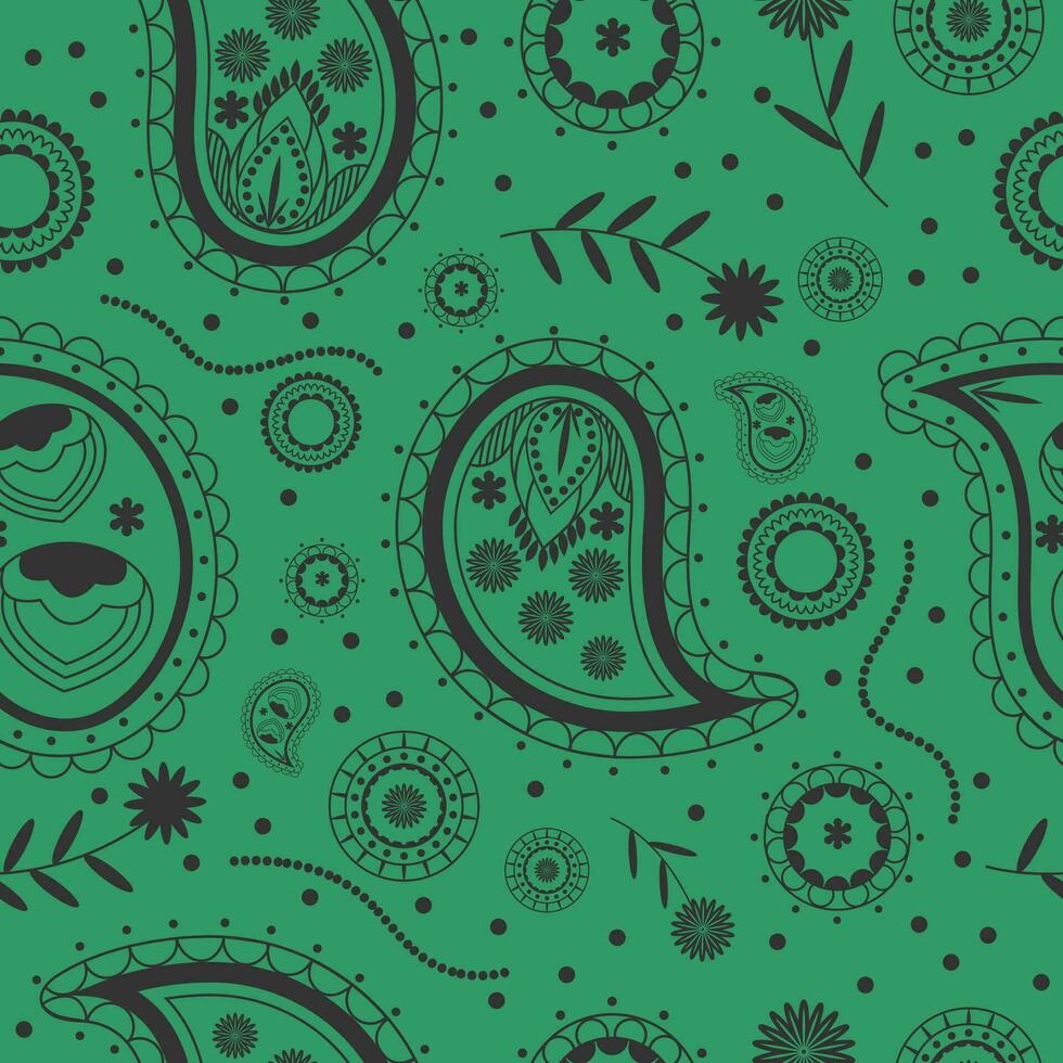 grön bandana sjalett paisley tyg patchwork abstrakt vektor sömlös mönster