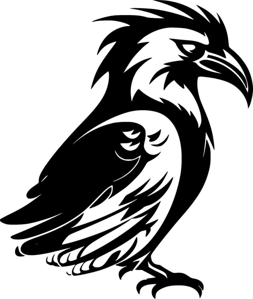 papegoja - svart och vit isolerat ikon - vektor illustration