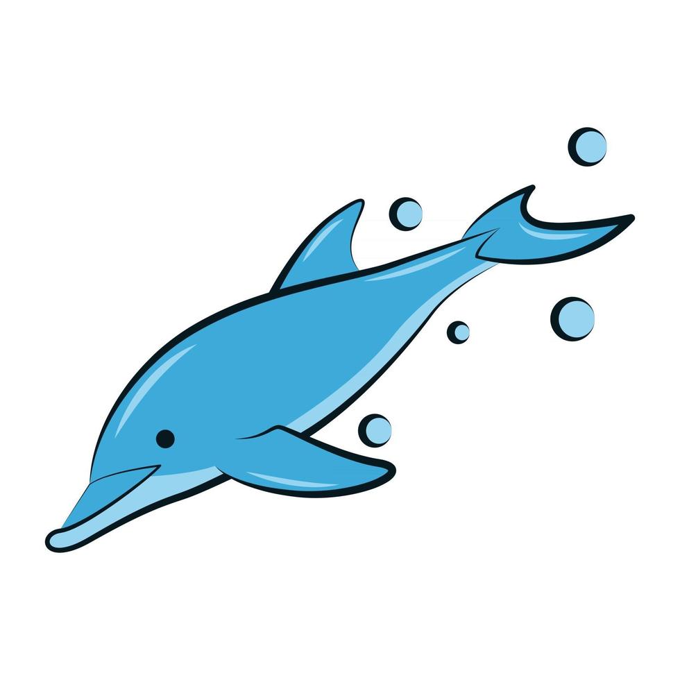 platt färg vektorillustration av en blå delfin vektor