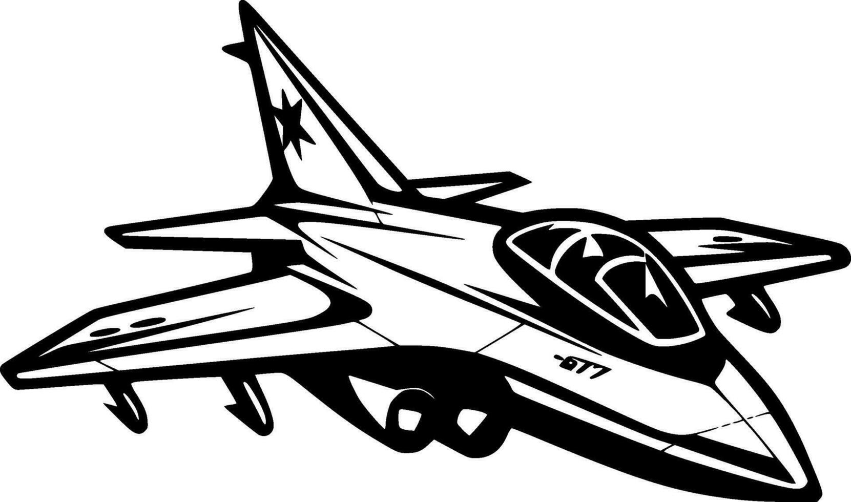 Kämpfer Jet - - schwarz und Weiß isoliert Symbol - - Vektor Illustration