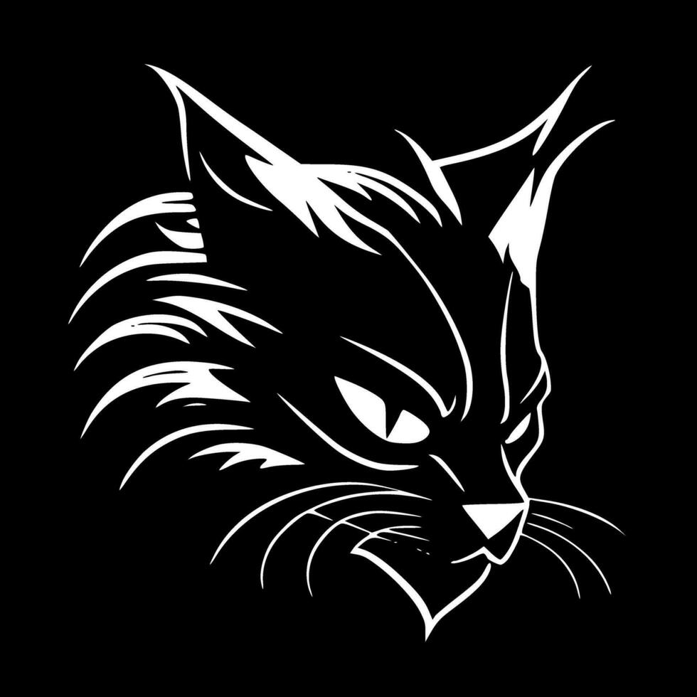 wilde Katze - - schwarz und Weiß isoliert Symbol - - Vektor Illustration