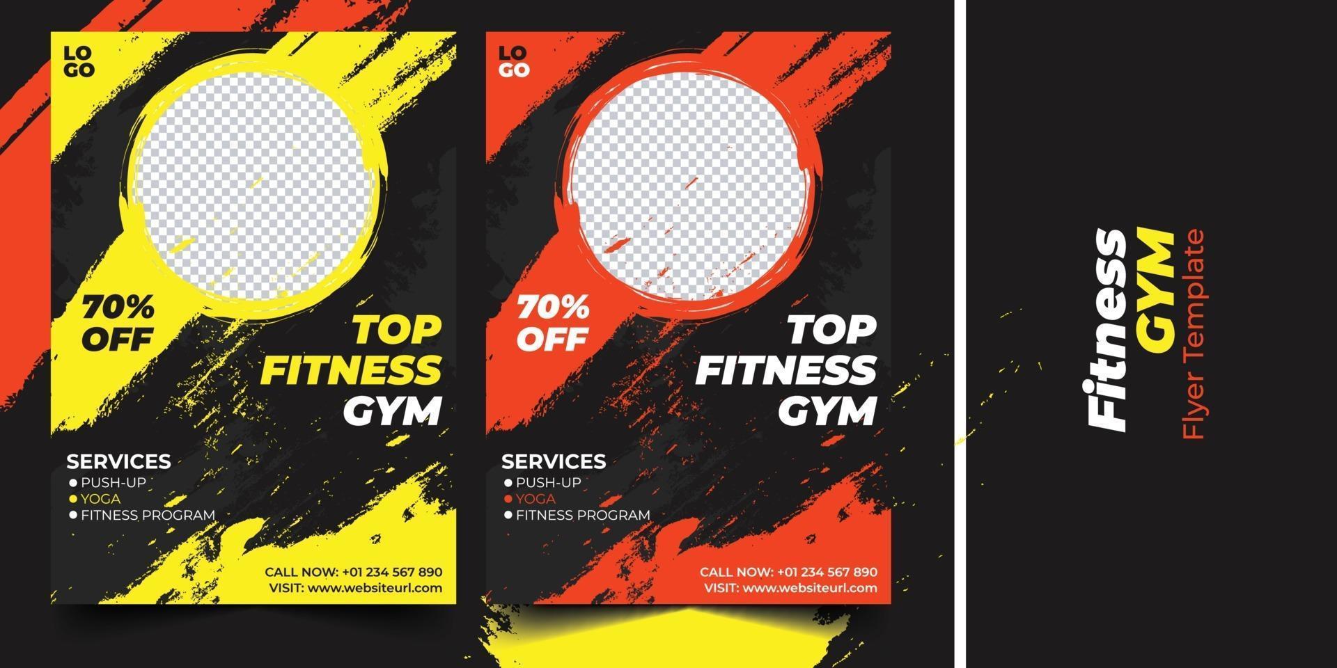 business fitness gym borste effekt flyer design vektor