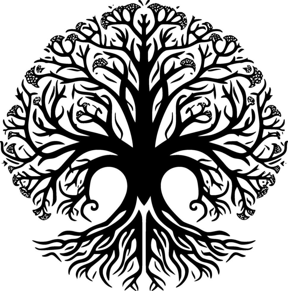 Baum, schwarz und Weiß Vektor Illustration