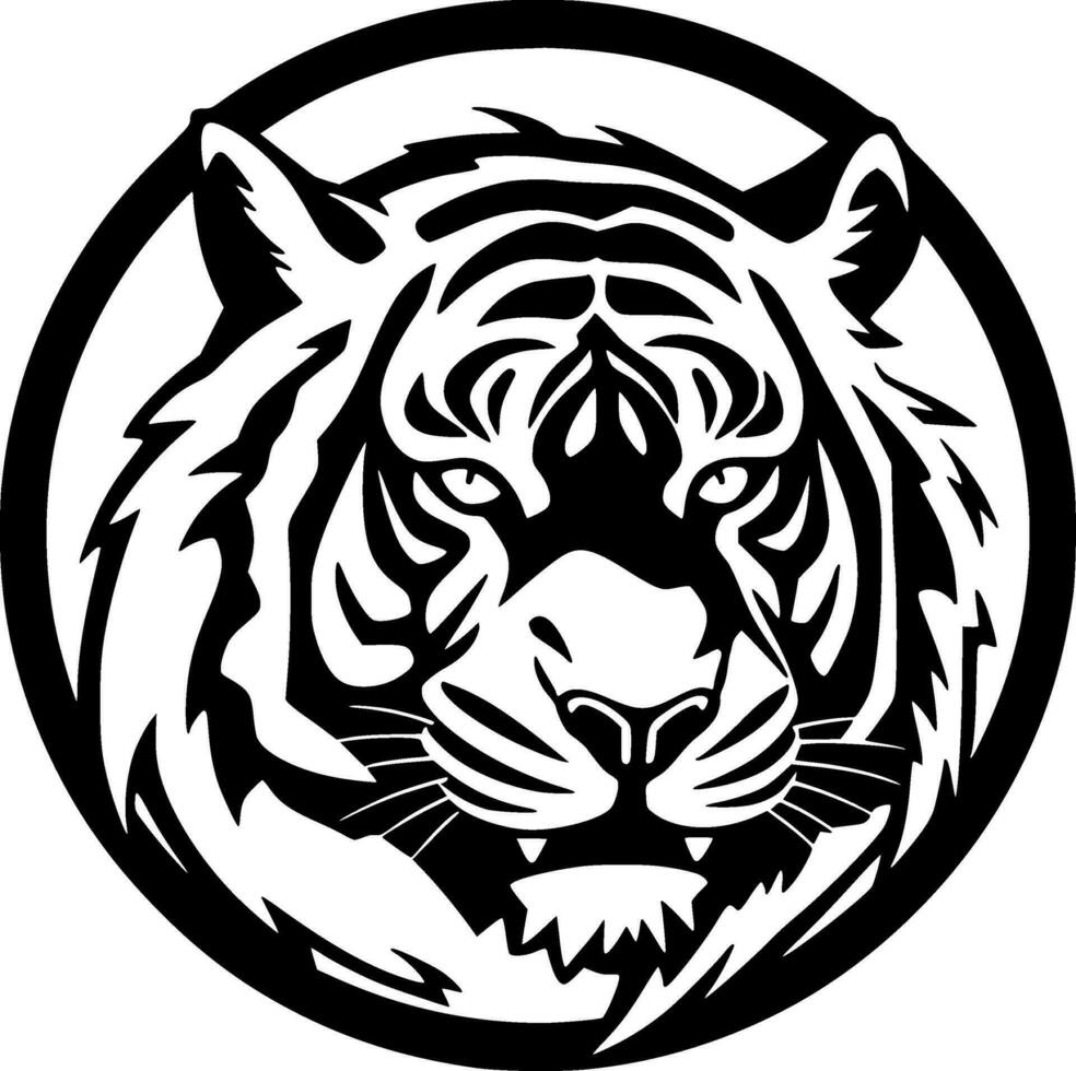 Tiger - - schwarz und Weiß isoliert Symbol - - Vektor Illustration