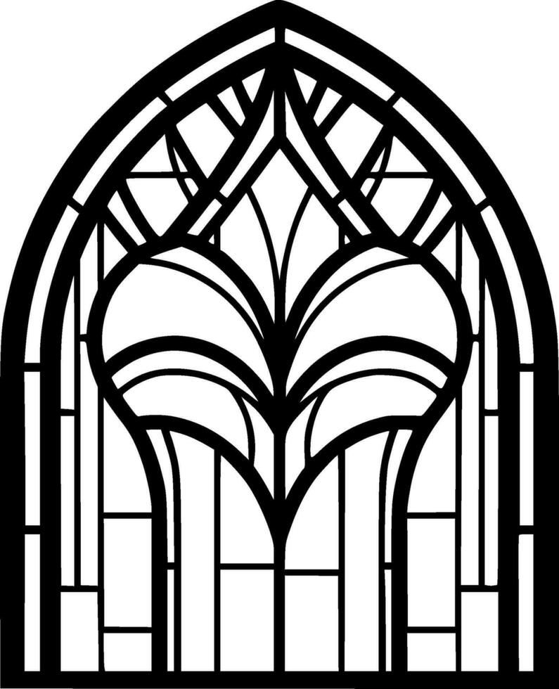 färgade glas - svart och vit isolerat ikon - vektor illustration