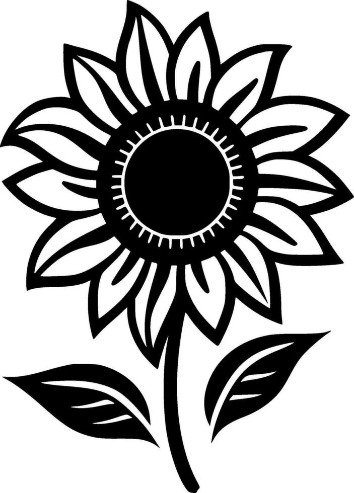 Sonnenblume - - schwarz und Weiß isoliert Symbol - - Vektor Illustration