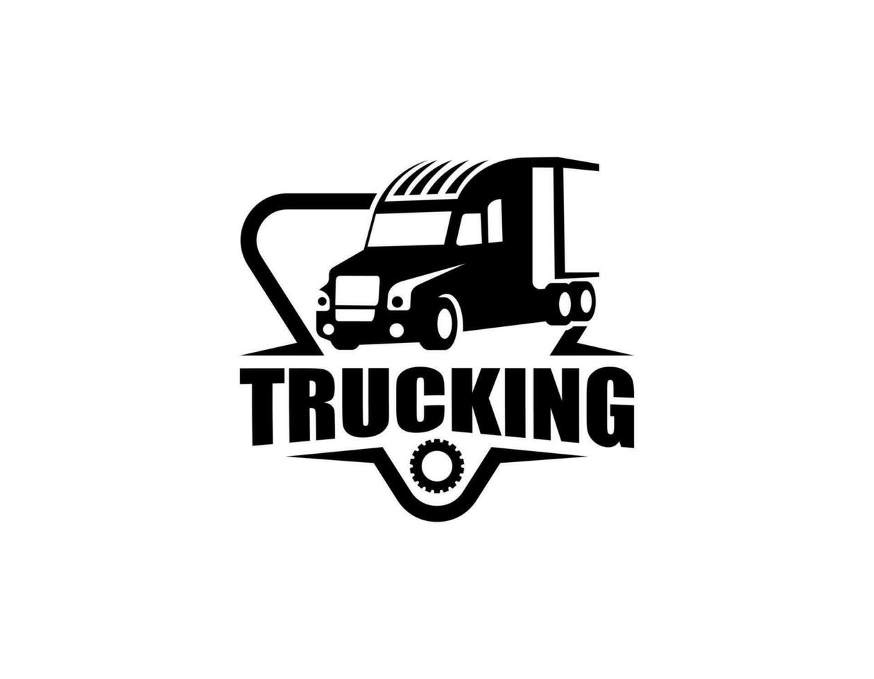 LKW Anhänger Transport Logistik, Lieferung, äußern, Ladung Unternehmen, schnell Versand, Design Vorlage Logo Illustration Silhouette, Emblem isoliert auf dunkel Hintergrund, schwarz vektor