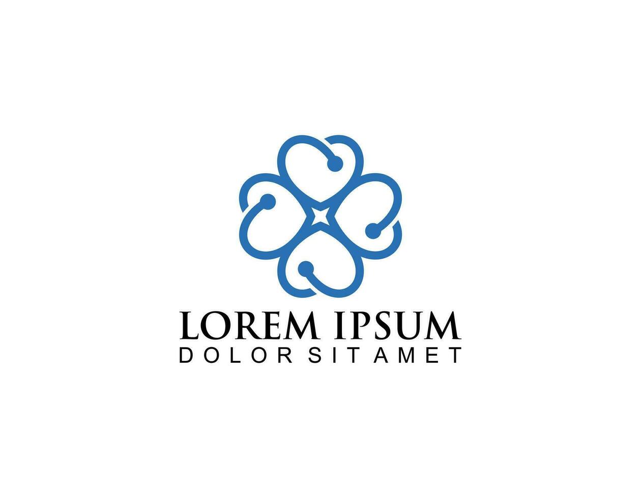 modern sjukvård medicinsk logotyp. blå och gröna geometriska linjära rundade korstecken hälsa ikon oändlighet stil isolerad på mörk bakgrund. platt vektor logotyp designmall element.