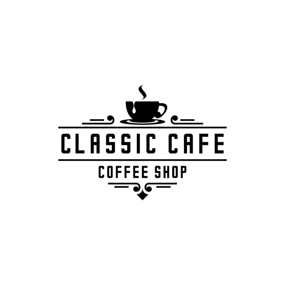 kaffe kopp logotyp vektor design, Kafé klassisk logotyp