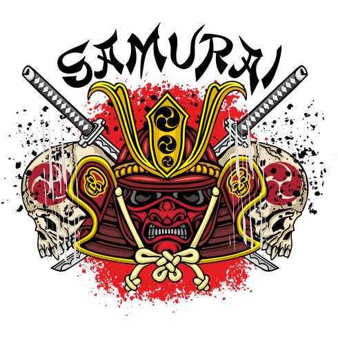 Samurai Skull Sign vektor