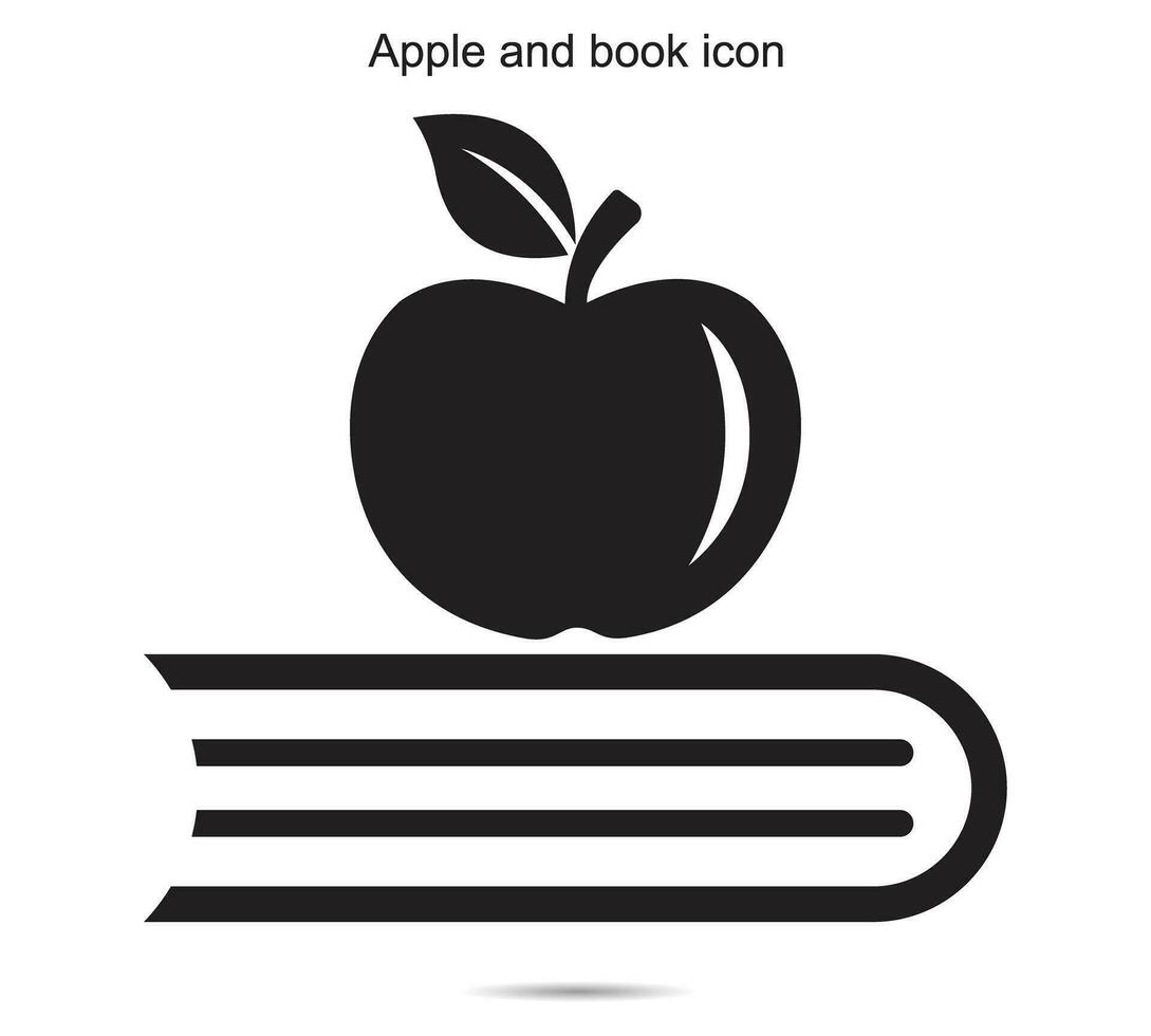 Apfel und Buch Symbol, Vektor Illustration.