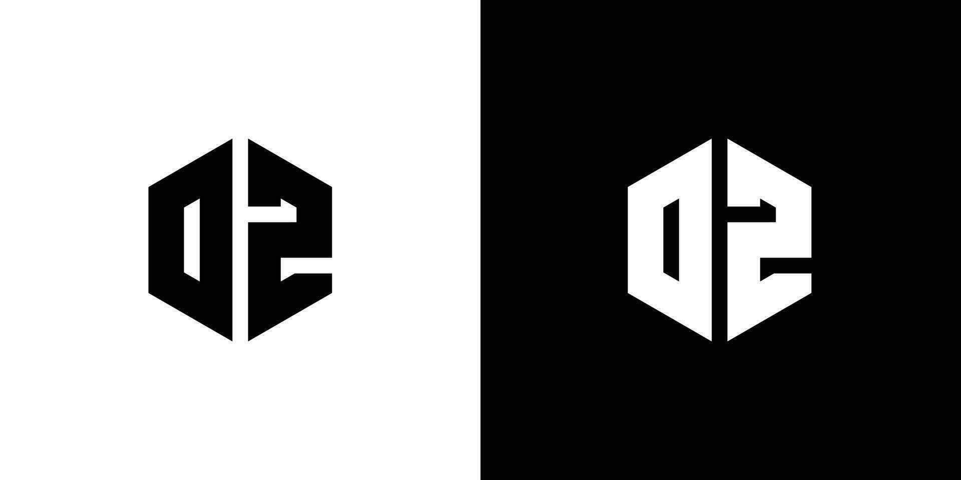 brev d z polygon, hexagonal minimal och professionell logotyp design på svart och vit bakgrund vektor