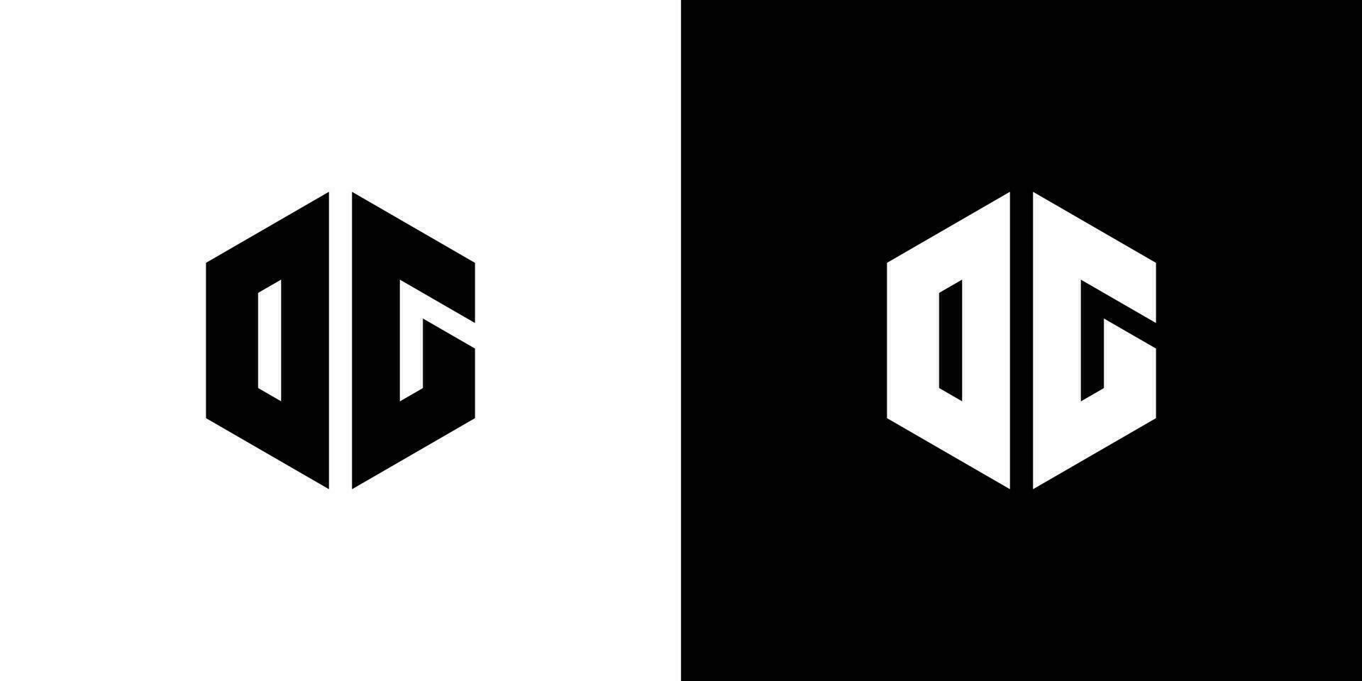 brev d g polygon, hexagonal minimal och professionell logotyp design på svart och vit bakgrund vektor