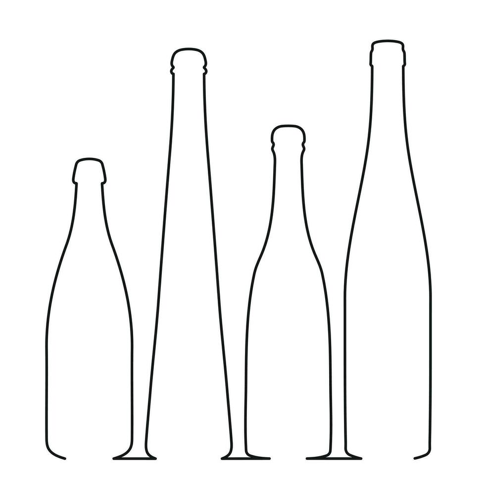 oärlig bild form av en glas flaska silhuett. alkohol, vin, whisky, vodka, brandy, cognac, öl, kvass, champagne, likör vektor