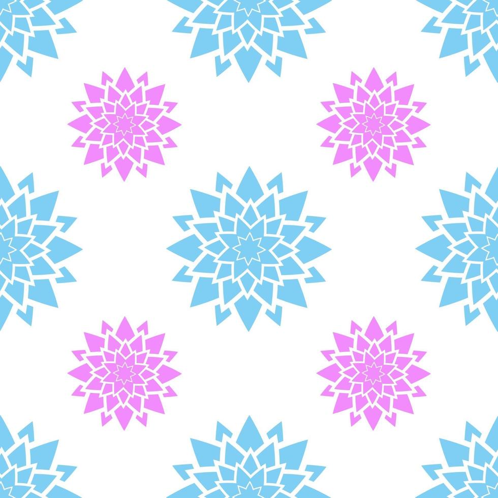 färgglada sömlösa mönster av snöflingor på en vit bakgrund. enkel platt vektorillustration. för design av papperstapet, tyg, omslagspapper, omslag, webbplatser. vektor